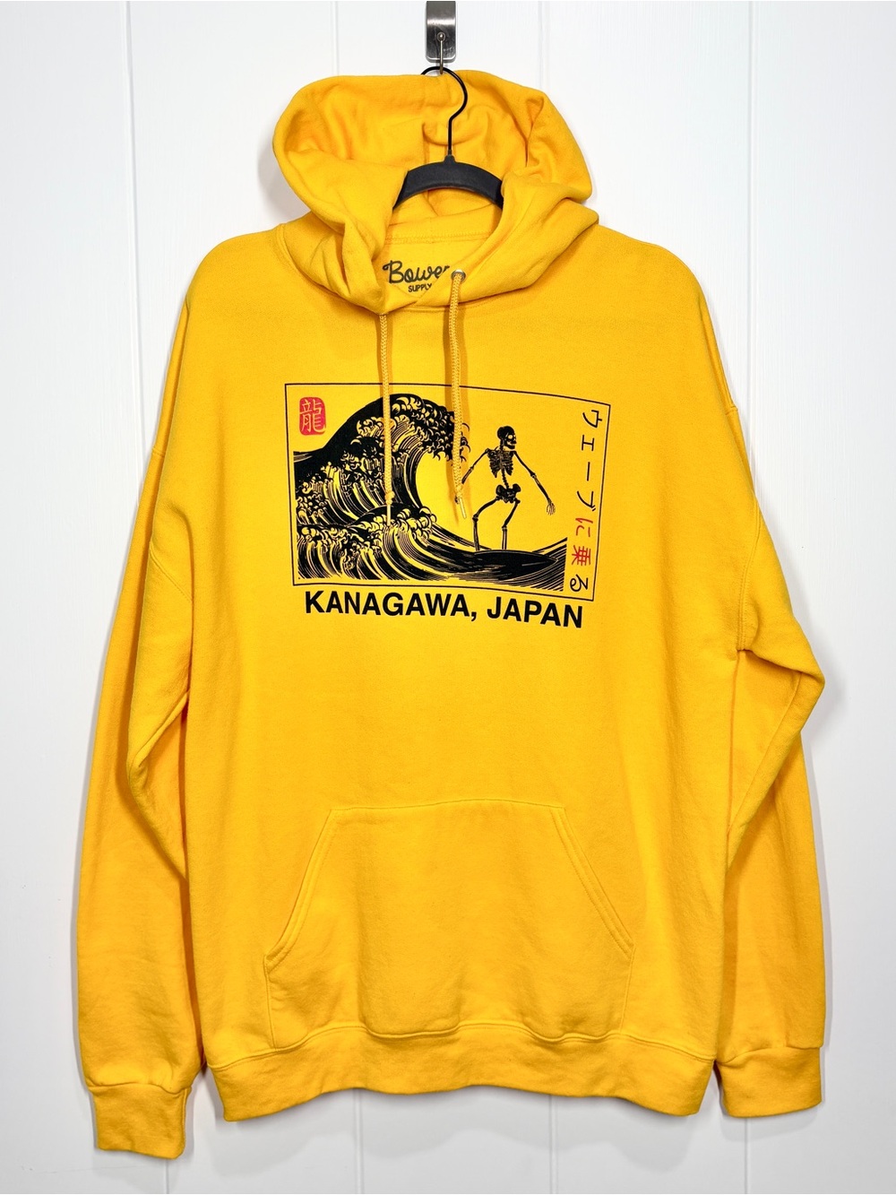 Bowery Supply Co. Kanagawa, Japan Skeleton Surfer Hoodie Sweater Size Large